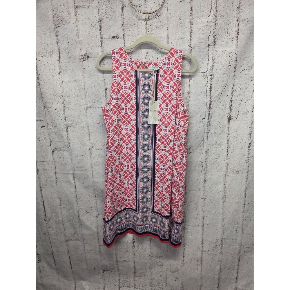 Tommy Bahama Tropical Terazza Linen Shift Sleeveless Dress Pink Size L NWT